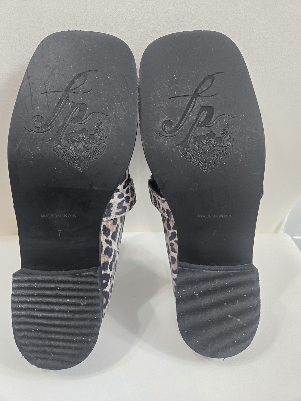 Free People Leopard Print Buckle Loafer Mules - Tan & Black Size 7 - Picture 12 of 13